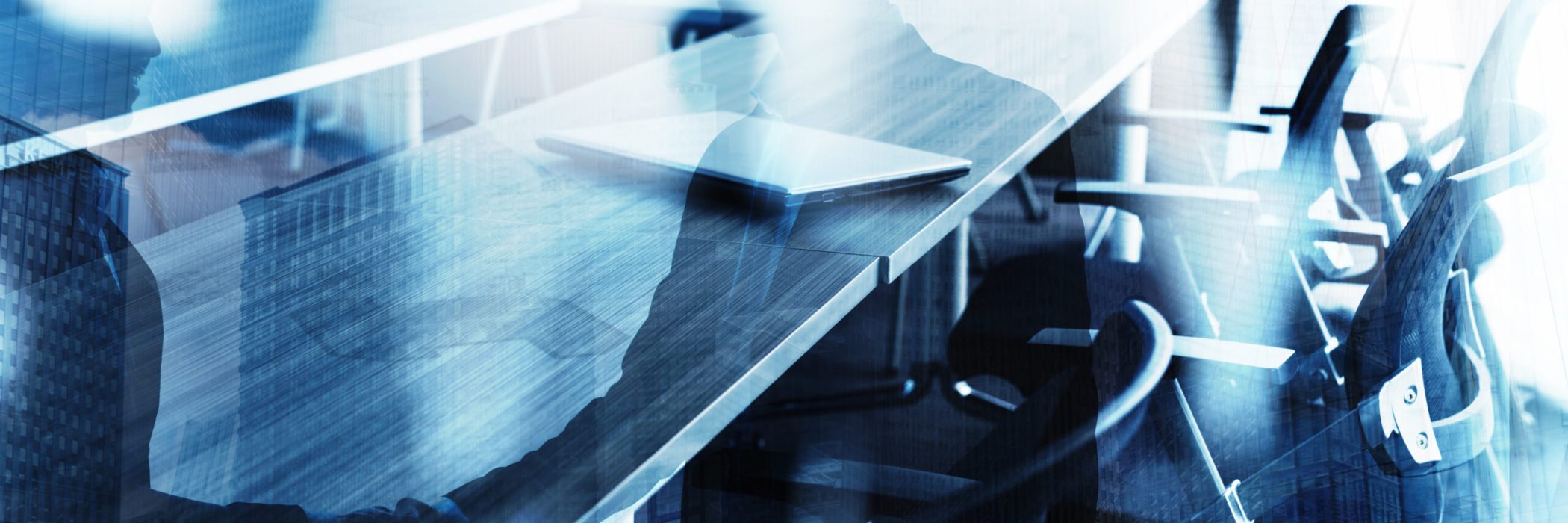 Abstract business handshake background with meeting room and blurred people. Concept of partnership and teamwork